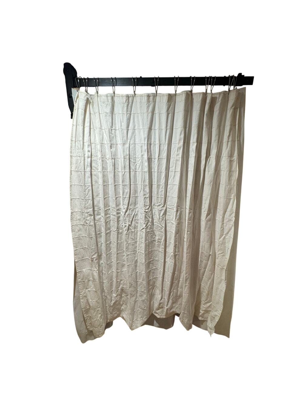 PARK B. SMITH Cotton and Plastic Shower Curtains with Silver Hooks